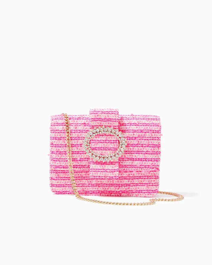 Lilly Pulitzer Bags Emmeline Tweed Crossbody Bag Pink Palms Fantasy Tweed 8211 Women