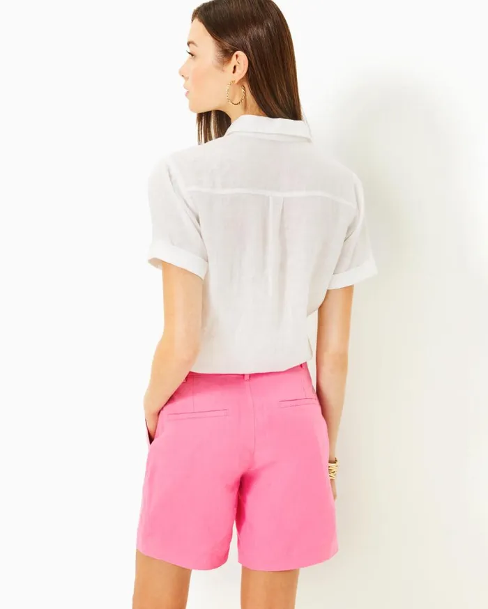 Lilly Pulitzer Bottoms 7034 Aldora Linen Short Confetti Pink 8211 Women