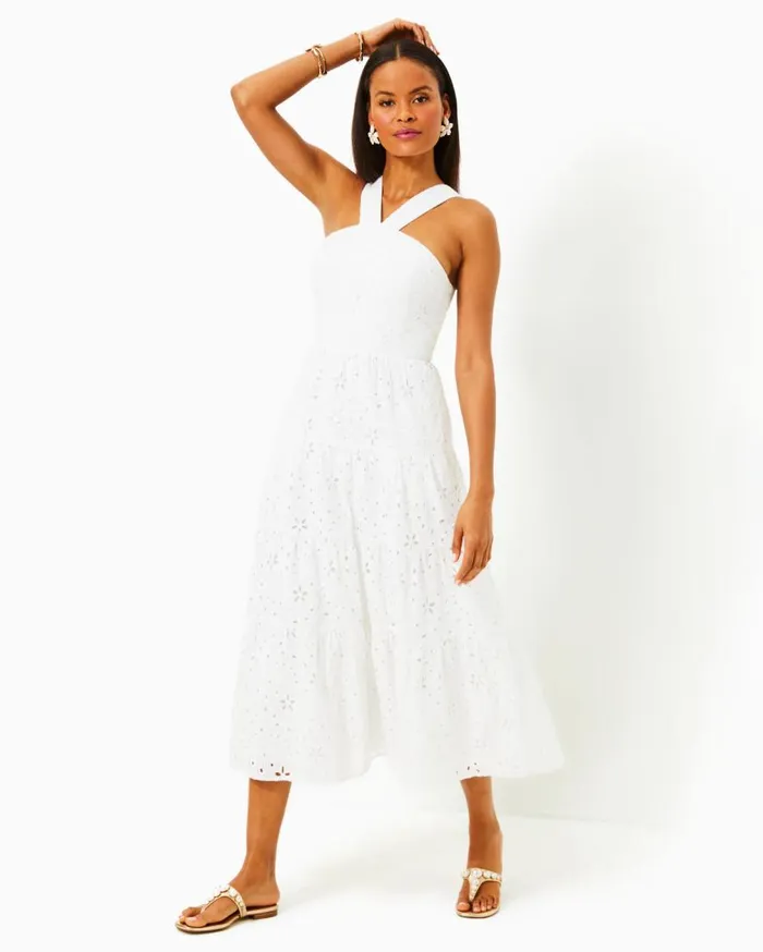 Lilly Pulitzer Dresses Jenette Halter Midi Dress Resort White Sealife Eyelet 8211 Women Lilly Pulitzer Dresses Jenette Halter Midi Dress Resort White Sealife Eyelet 8211 Women