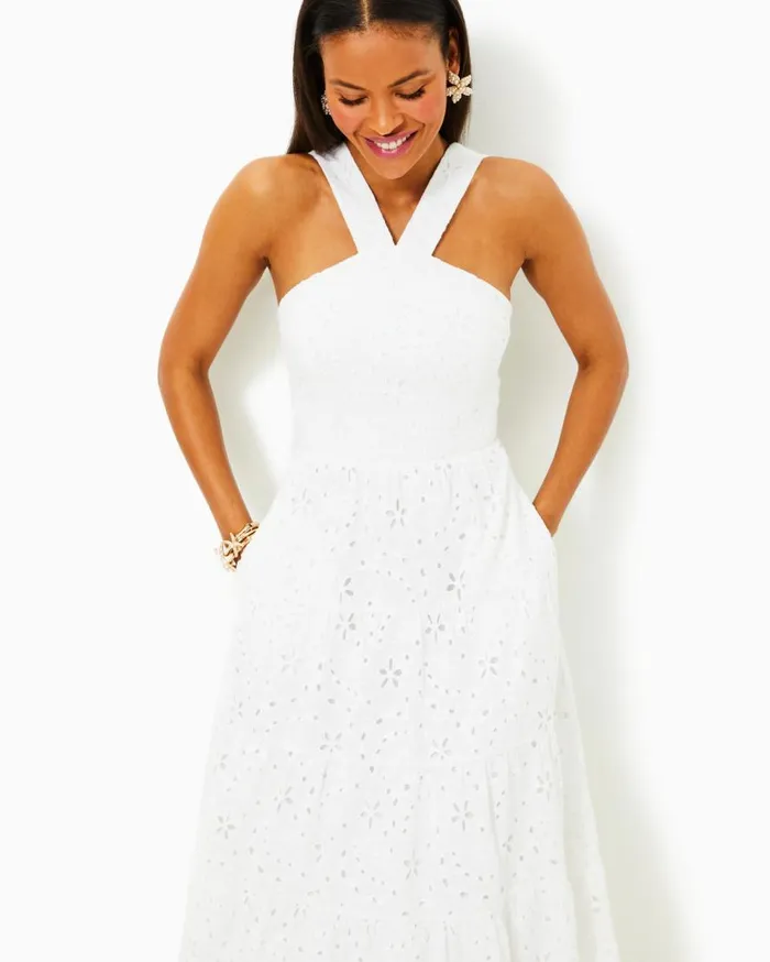 Lilly Pulitzer Dresses Jenette Halter Midi Dress Resort White Sealife Eyelet 8211 Women Lilly Pulitzer Dresses Jenette Halter Midi Dress Resort White Sealife Eyelet 8211 Women
