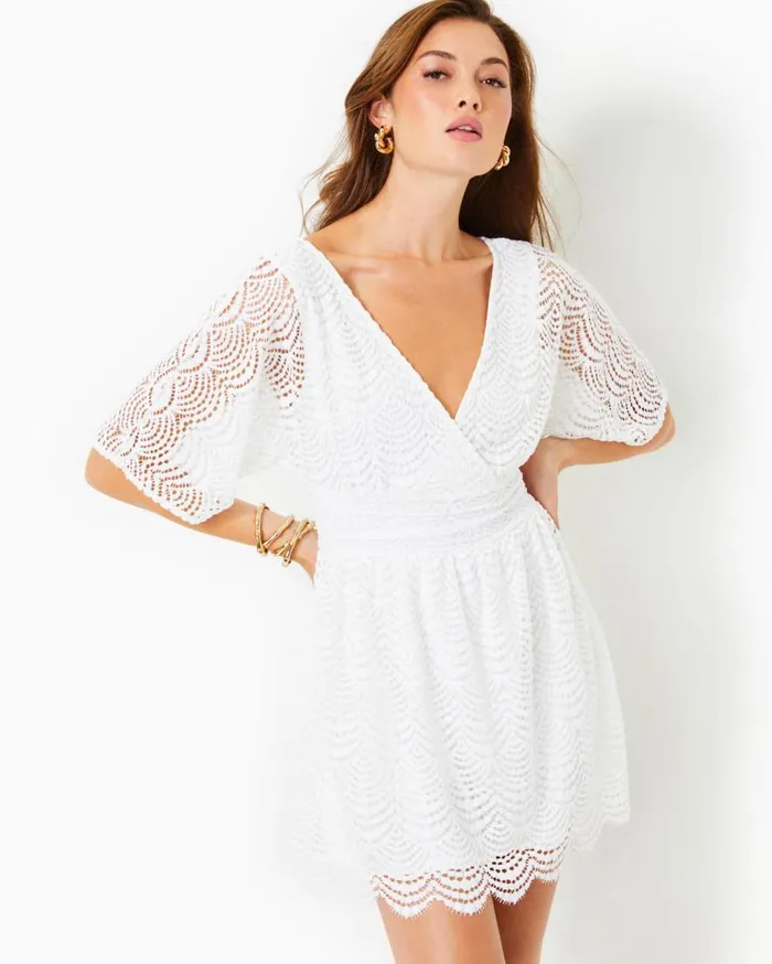 Lilly Pulitzer Dresses Parigi Skort Romper True Navy Scalloped Shell Lace 8211 Women