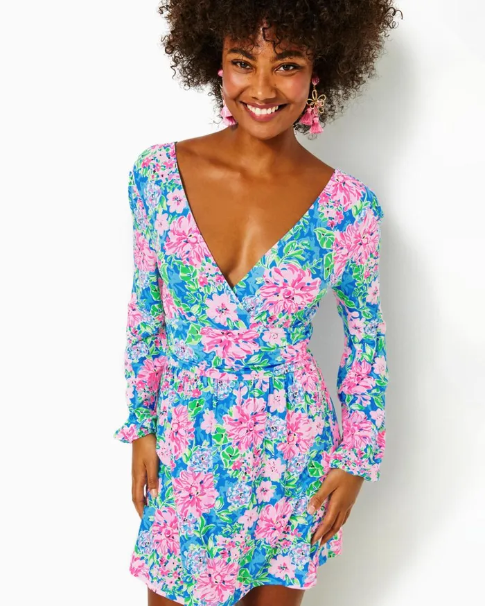 Lilly Pulitzer Dresses Riza Long Sleeve Romper Low Tide Navy Bouquet All Day 8211 Women Lilly Pulitzer Dresses Riza Long Sleeve Romper Low Tide Navy Bouquet All Day 8211 Women