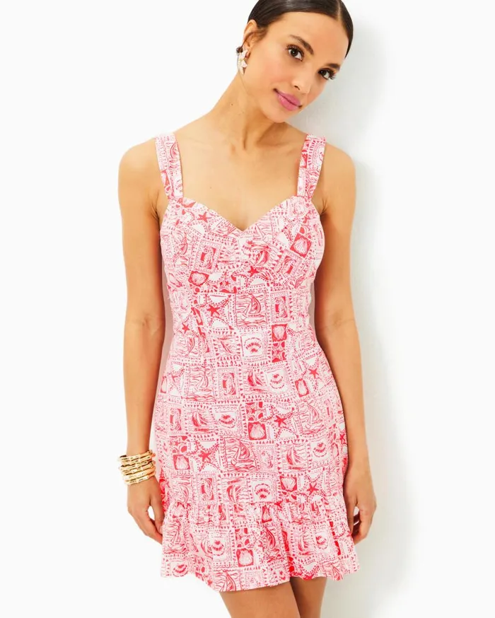Lilly Pulitzer Dresses Rocko Cotton Romper Mizner Red Seaside Harbour 8211 Women