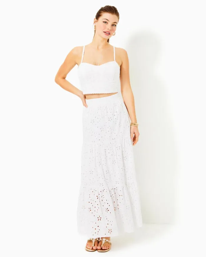 Lilly Pulitzer Dresses Winslow Eyelet Top and Maxi Skirt Set Resort White Sealife Eyelet 8211 Women Lilly Pulitzer Dresses Winslow Eyelet Top and Maxi Skirt Set Resort White Sealife Eyelet 8211 Women