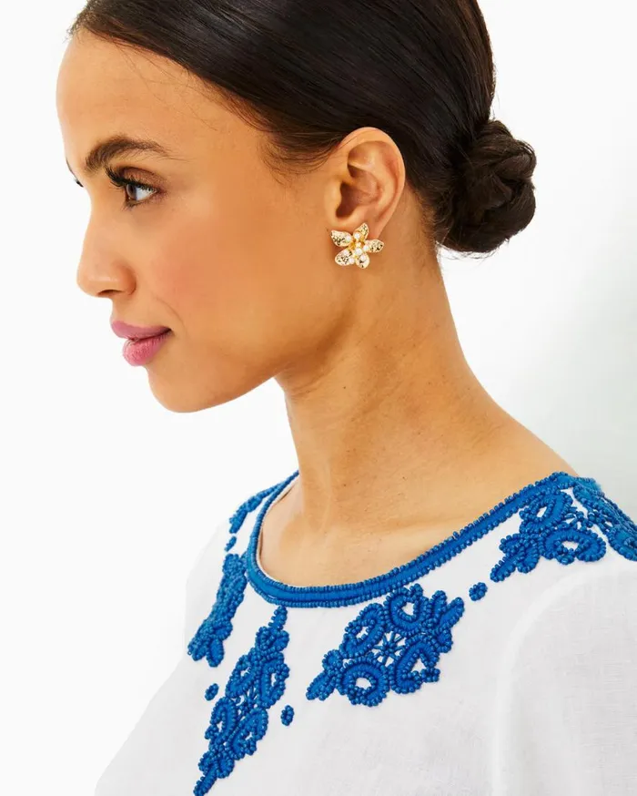 Lilly Pulitzer Jewelry Grove Garden Earrings Gold Metallic 8211 Women