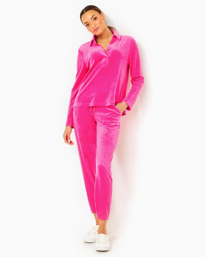 Lilly Pulitzer Loungewear August Pullover and Mallie Pant Velour Set Pink Palms 8211 Women Lilly Pulitzer Loungewear August Pullover and Mallie Pant Velour Set Pink Palms 8211 Women