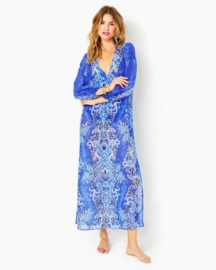 Lilly Pulitzer Swim Keir Maxi CoverUp Alba Blue Baja Cove Engineered Coverup 8211 Women Lilly Pulitzer Swim Keir Maxi CoverUp Alba Blue Baja Cove Engineered Coverup 8211 Women