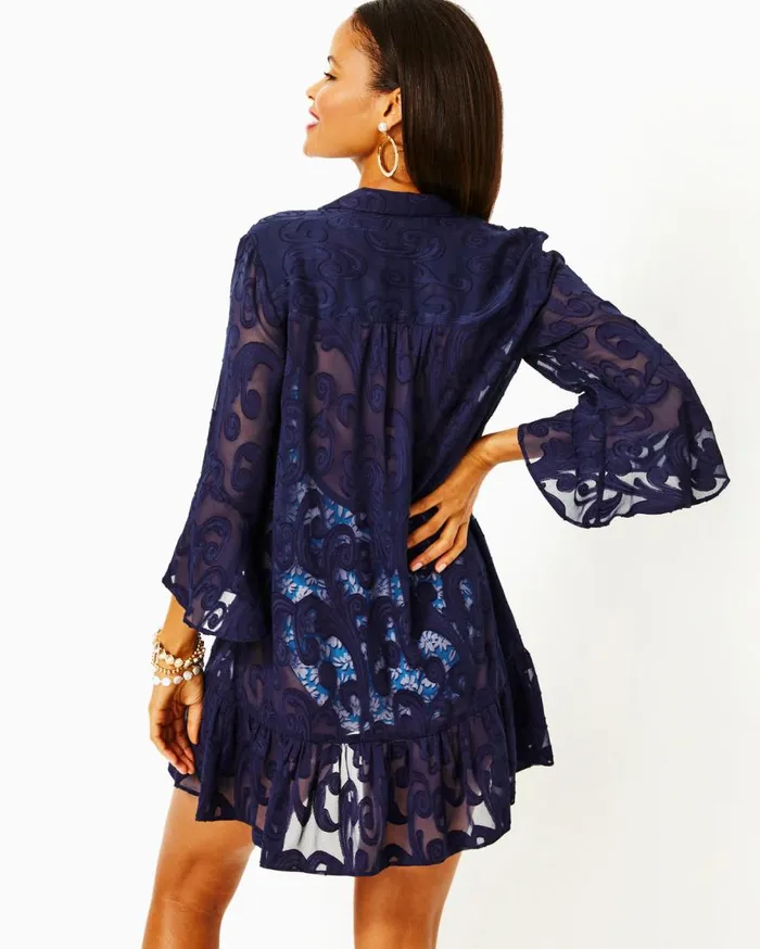 Lilly Pulitzer Swim Linley CoverUp Resort White Poly Crepe Swirl Clip 8211 Women Lilly Pulitzer Swim Linley CoverUp Resort White Poly Crepe Swirl Clip 8211 Women