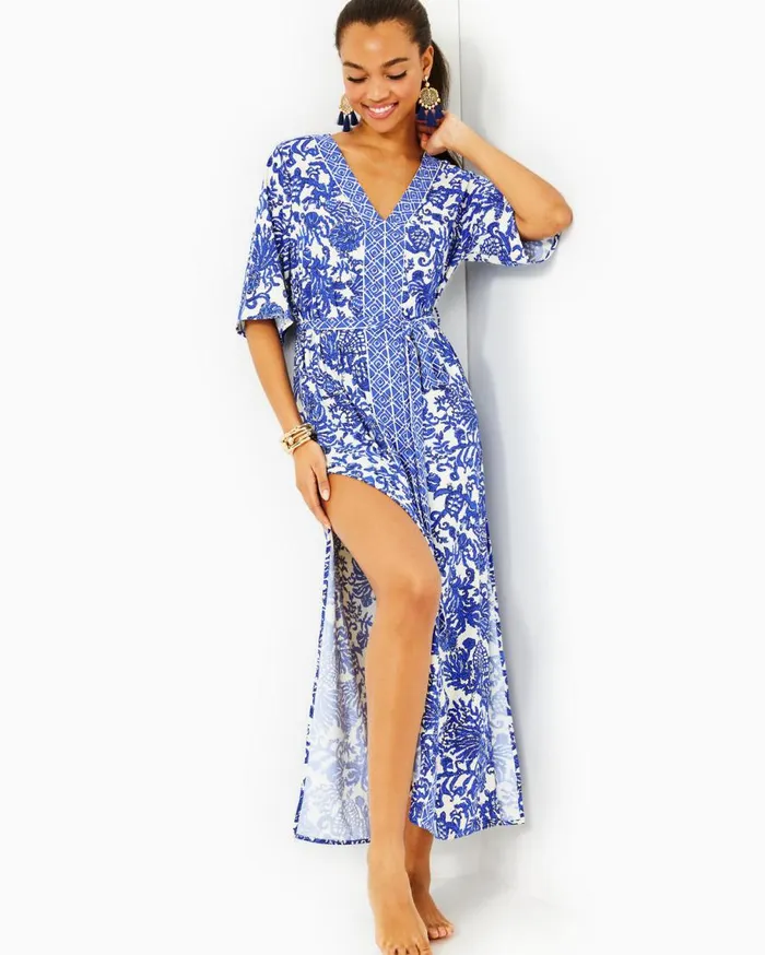 Lilly Pulitzer Swim Remelle Maxi CoverUp Deeper Coconut Ride With Me Engineered Coverup 8211 Women Lilly Pulitzer Swim Remelle Maxi CoverUp Deeper Coconut Ride With Me Engineered Coverup 8211 Women