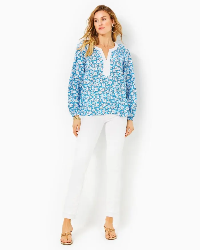 Lilly Pulitzer Tops Camryn Tunic Lunar Blue Palm Beach Petals 8211 Women