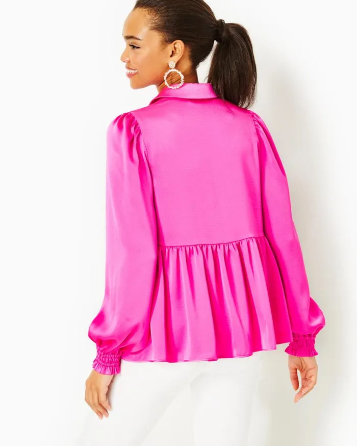 Lilly Pulitzer Tops Jaylene Long Sleeve Lilly Top Cerise Pink 8211 Women