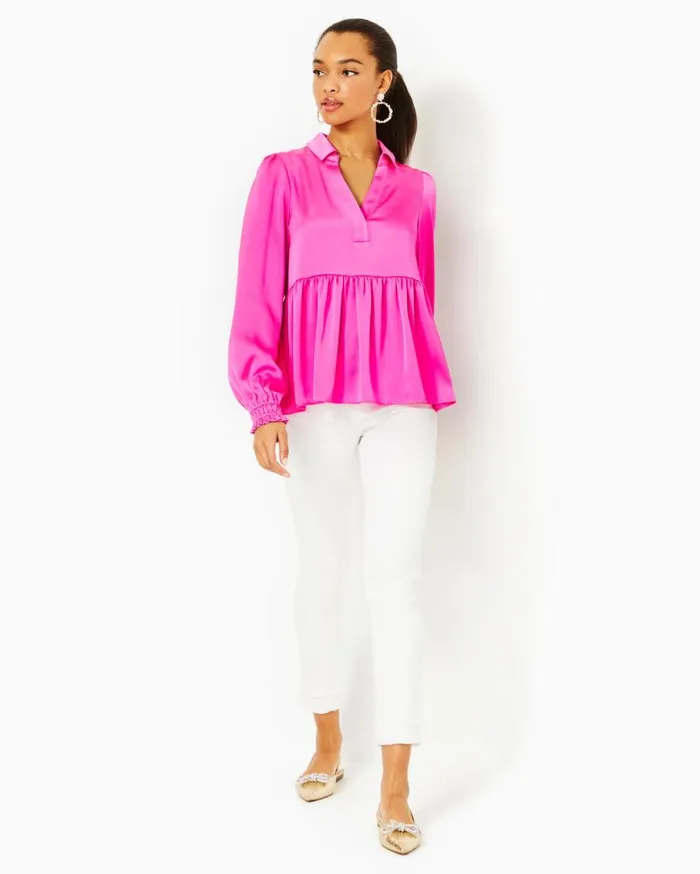 Lilly Pulitzer Tops Jaylene Long Sleeve Lilly Top Cerise Pink 8211 Women