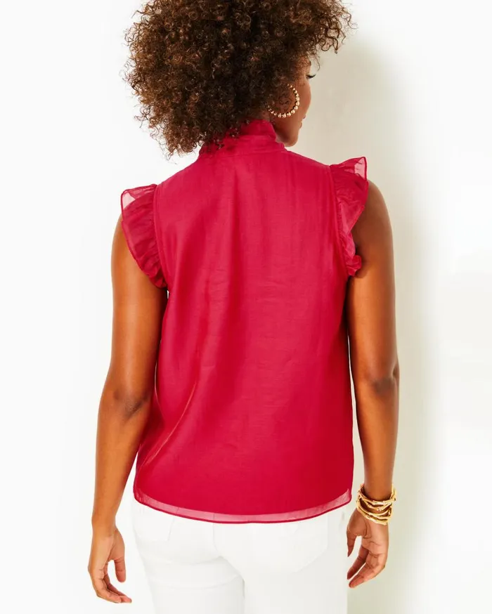 Lilly Pulitzer Tops Maddi Tie Neck Top Poinsettia Red 8211 Women