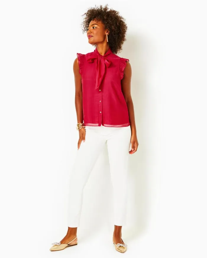 Lilly Pulitzer Tops Maddi Tie Neck Top Poinsettia Red 8211 Women