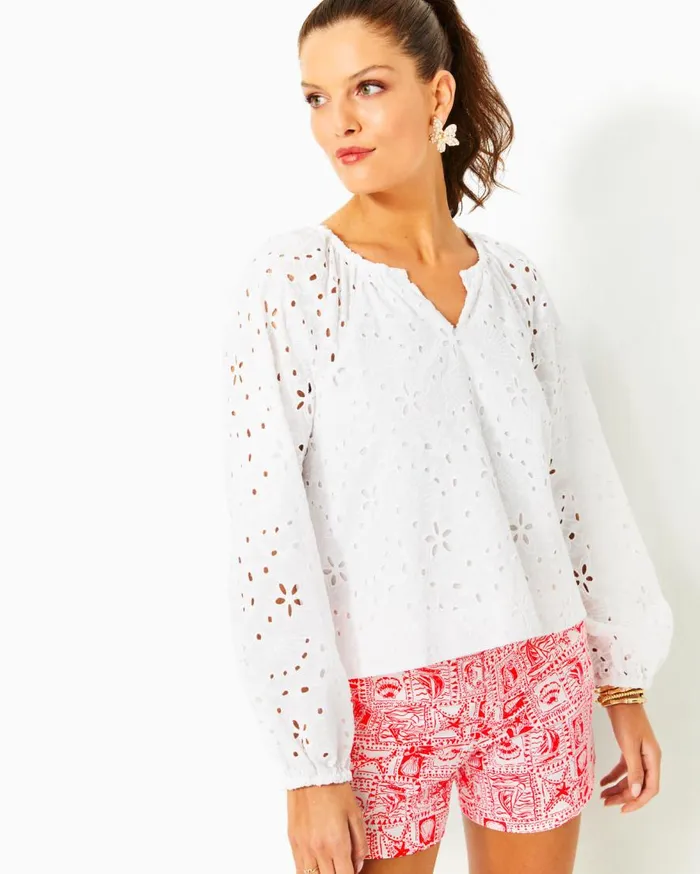 Lilly Pulitzer Tops Maisha Eyelet Top Resort White Sealife Eyelet 8211 Women
