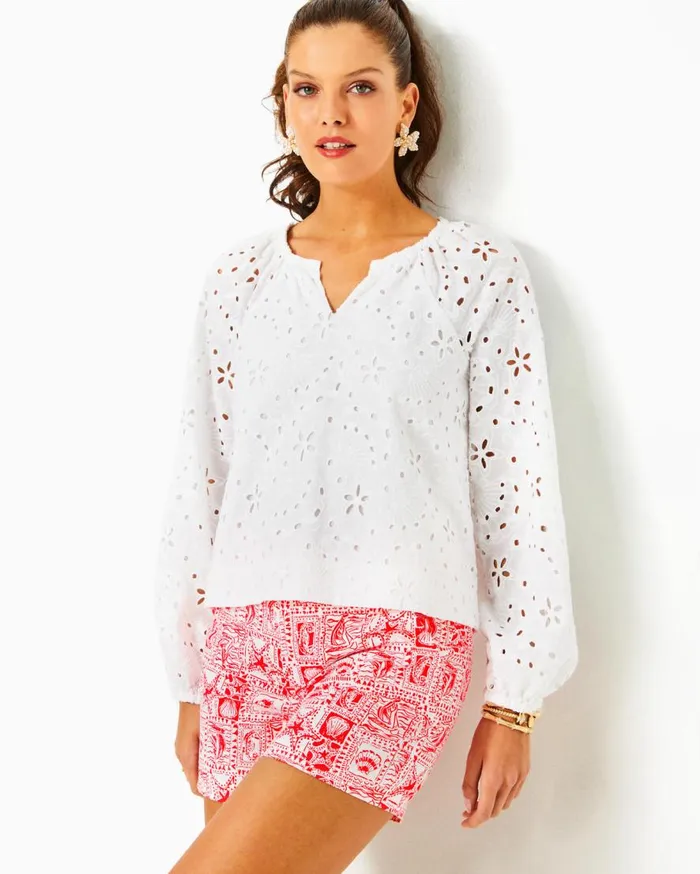 Lilly Pulitzer Tops Maisha Eyelet Top Resort White Sealife Eyelet 8211 Women Lilly Pulitzer Tops Maisha Eyelet Top Resort White Sealife Eyelet 8211 Women