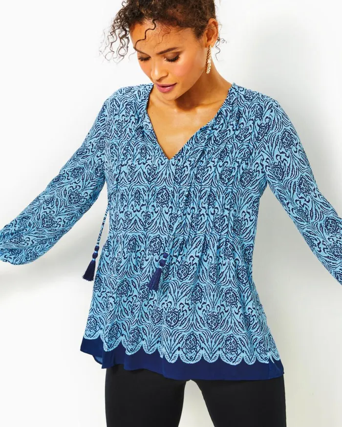 Lilly Pulitzer Tops Marilina Tunic Top Bon Bon Blue Go Your Own Wave Engineered Tunic 8211 Women