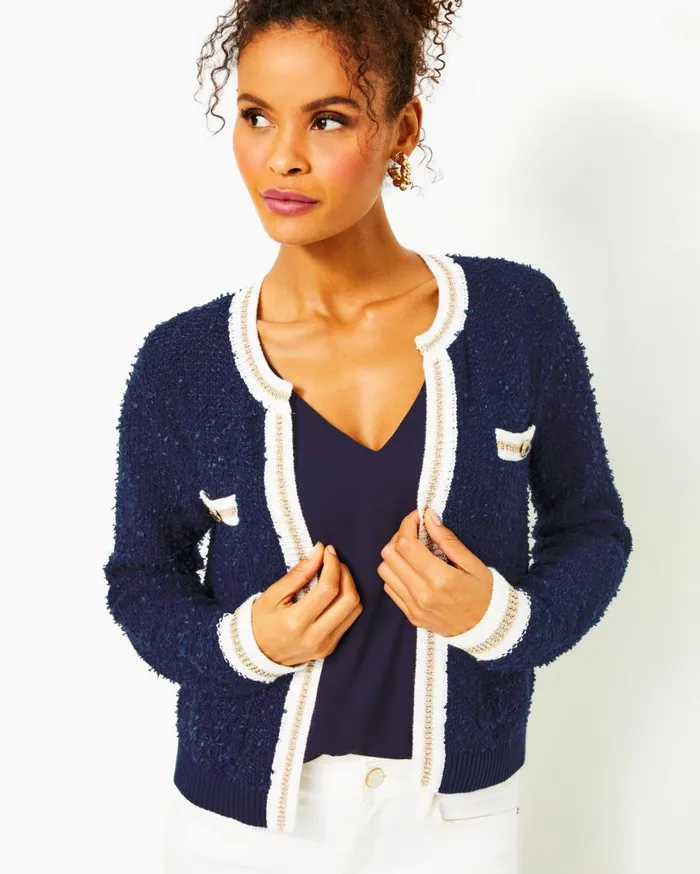 Lilly Pulitzer Tops Nalayna Cardigan Low Tide Navy 8211 Women