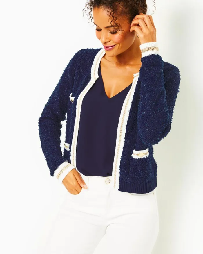 Lilly Pulitzer Tops Nalayna Cardigan Low Tide Navy 8211 Women