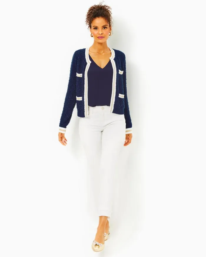 Lilly Pulitzer Tops Nalayna Cardigan Low Tide Navy 8211 Women