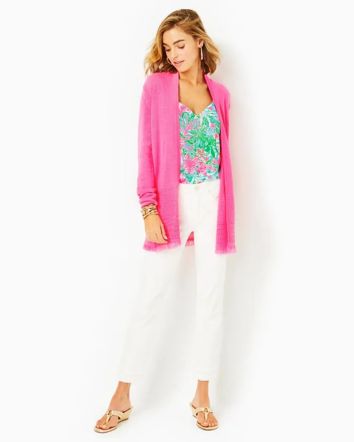 Lilly Pulitzer Tops Noble Fringe Cardigan Aura Pink 8211 Women