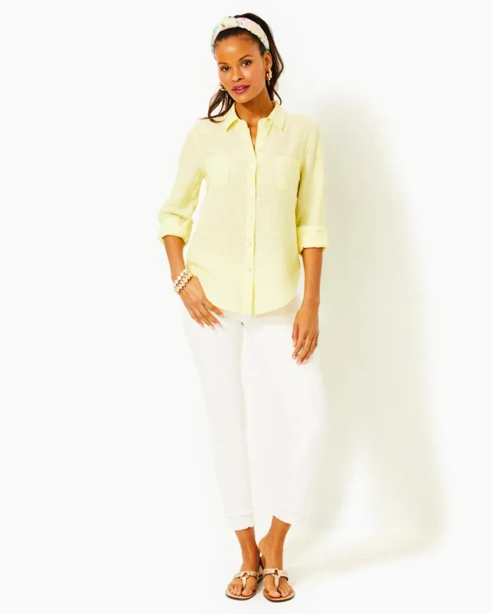 Lilly Pulitzer Tops Sea View Linen Button Down Top Resort White Shell Collector 8211 Women Lilly Pulitzer Tops Sea View Linen Button Down Top Resort White Shell Collector 8211 Women