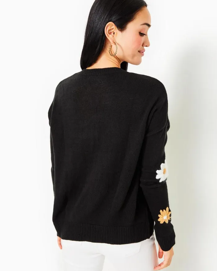 Lilly Pulitzer Tops Tensley Sweater Black Blooming Embroidery 8211 Women