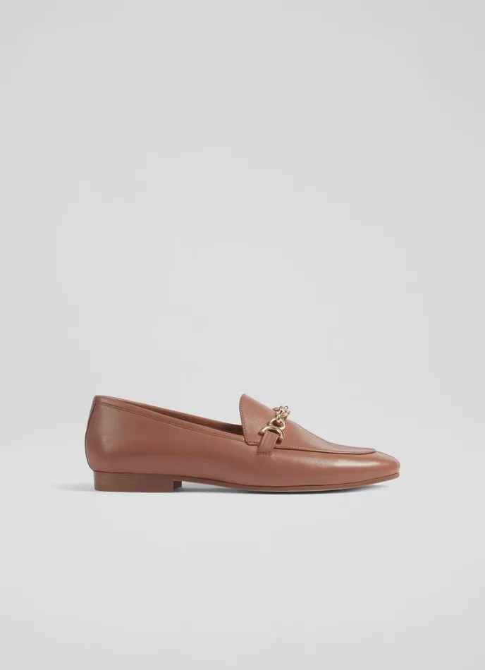 Loafers Women LKBennett Adalynn Tan Leather Snaffle Loafers Tan