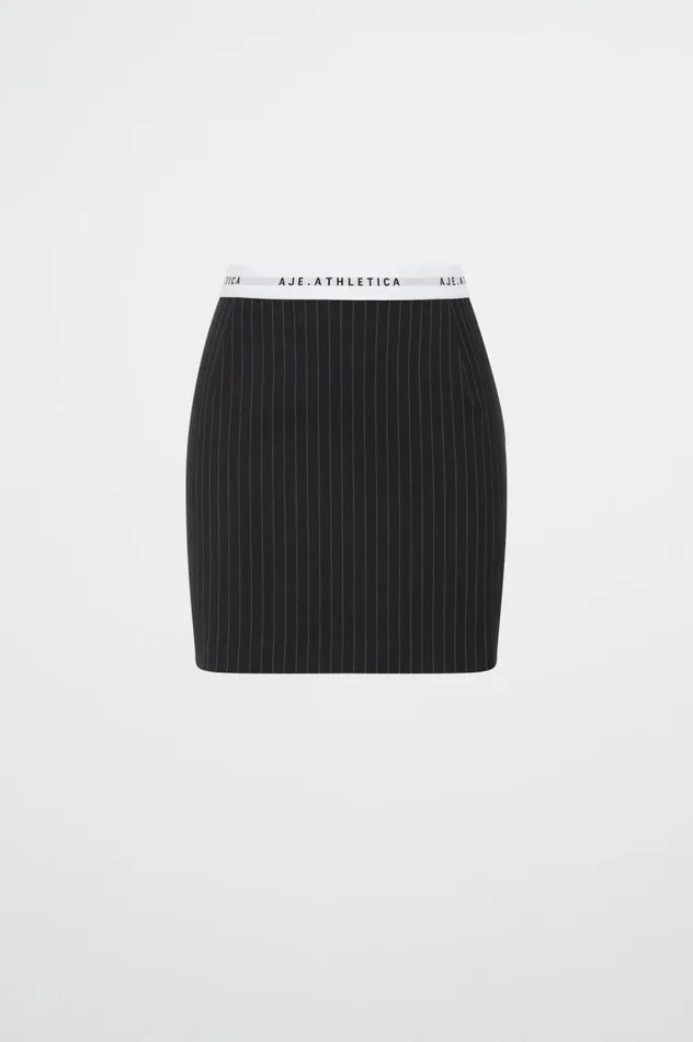Logo Elastic Mini Skirt 651 Navy Pinstripe Women Aje Skirts Logo Elastic Mini Skirt 651 Navy Pinstripe Women Aje Skirts