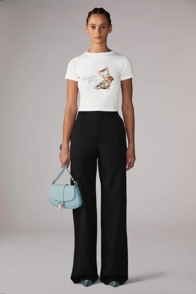 Logo Kitten Baby TShirt White White Women Fiorucci