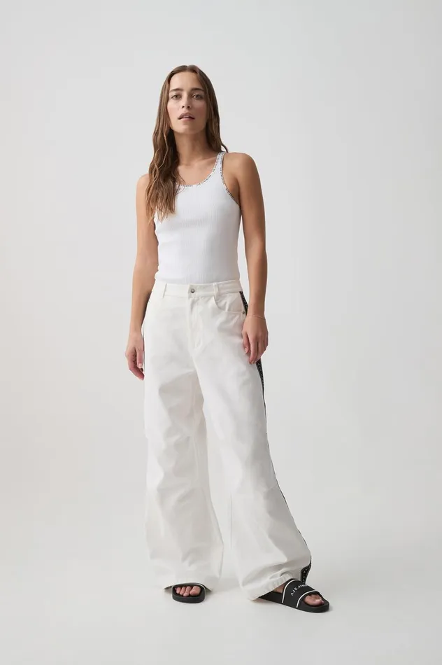 Logo Tape Twill Jean 519 White Women Aje Pants Logo Tape Twill Jean 519 White Women Aje Pants