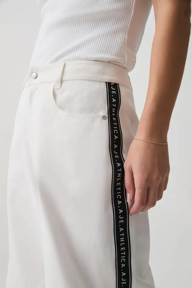 Logo Tape Twill Jean 519 White Women Aje Pants Logo Tape Twill Jean 519 White Women Aje Pants
