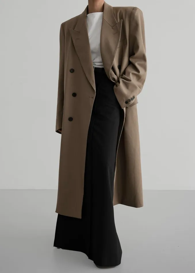 London Double Breasted Coat 8211 Taupe Women The Frankie Shop Clothing