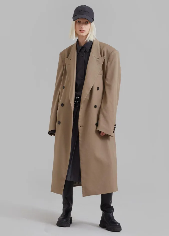 London Double Breasted Coat 8211 Taupe Women The Frankie Shop Clothing