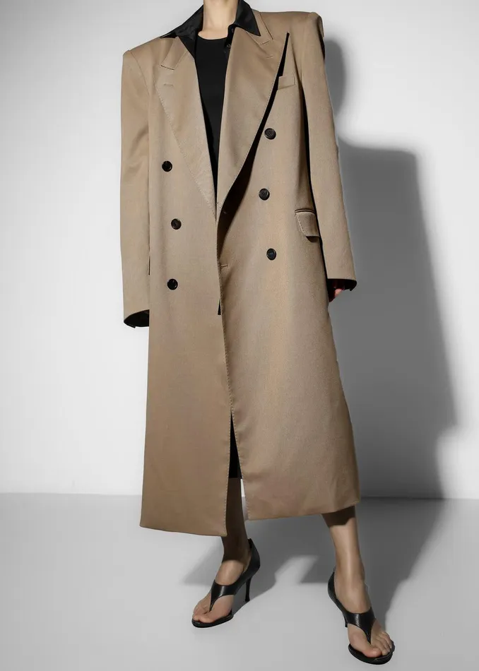 London Double Breasted Coat 8211 Taupe Women The Frankie Shop Clothing
