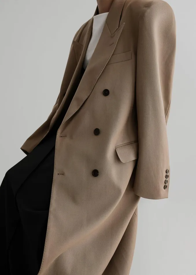 London Double Breasted Coat 8211 Taupe Women The Frankie Shop Clothing