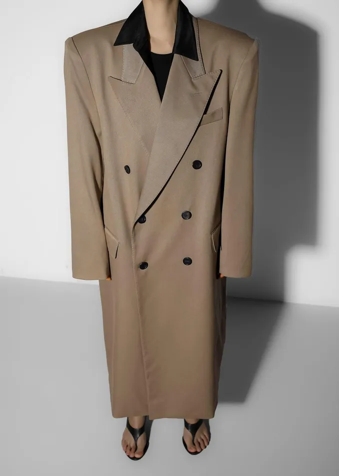 London Double Breasted Coat 8211 Taupe Women The Frankie Shop Clothing