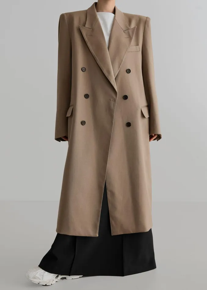 London Double Breasted Coat 8211 Taupe Women The Frankie Shop Clothing