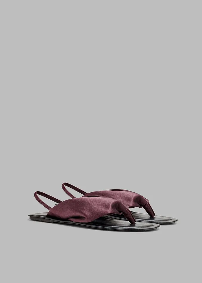 Loulou Studio Zila Slingback Flat Sandals 8211 Midnight Bordeaux Women The Frankie Shop Shoes