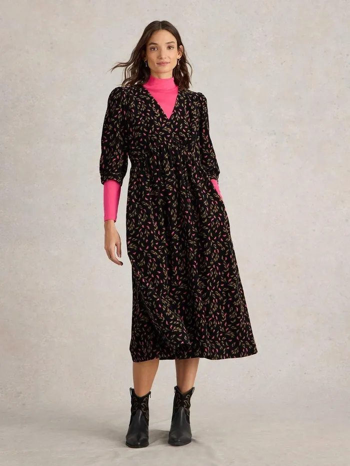 Lucy Cord Midi Dress Black Print Women White Stuff Dresses