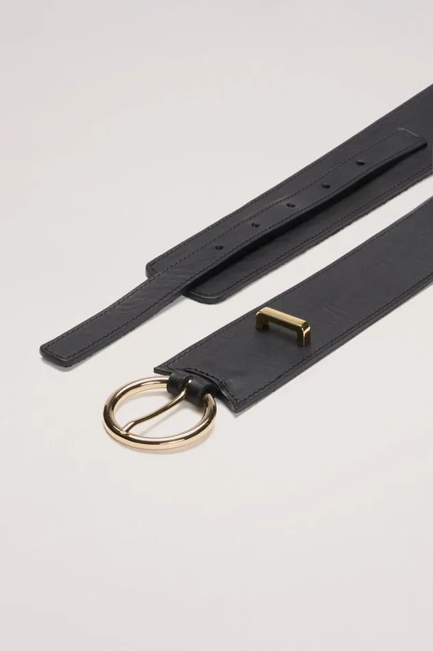 Luisa Spagnoli Belts Women Decina Leather Belt Blackgold Luisa Spagnoli Belts Women Decina Leather Belt Blackgold
