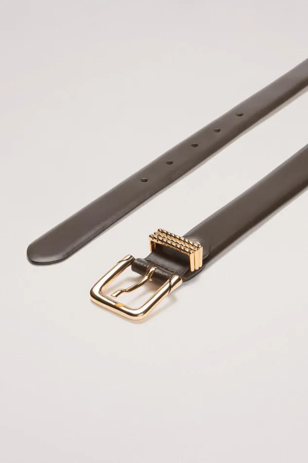Luisa Spagnoli Belts Women Desana Leather Belt Browngold Luisa Spagnoli Belts Women Desana Leather Belt Browngold