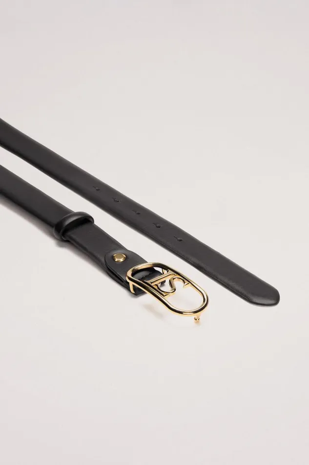 Luisa Spagnoli Belts Women Dolcino Leather Belt Blackgold Luisa Spagnoli Belts Women Dolcino Leather Belt Blackgold