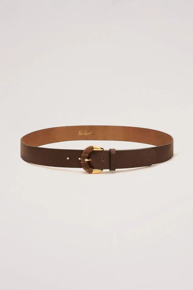 Luisa Spagnoli Belts Women Dresda Leather Belt Brown Light Gold