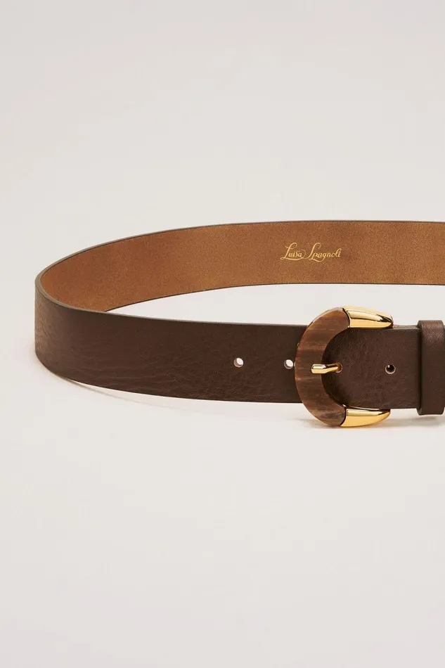Luisa Spagnoli Belts Women Dresda Leather Belt Brown Light Gold Luisa Spagnoli Belts Women Dresda Leather Belt Brown Light Gold