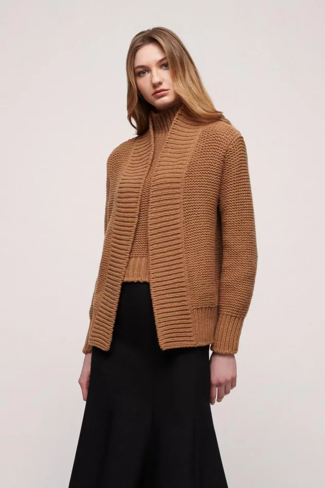 Luisa Spagnoli Cardigan Women Cheope Wool Cardigan Camel