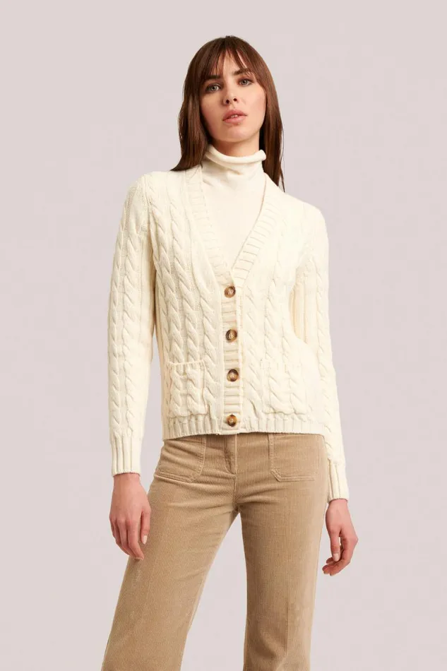 Luisa Spagnoli Cardigan Women Chiave Cardigan With Cables Cream