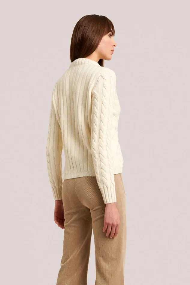 Luisa Spagnoli Cardigan Women Chiave Cardigan With Cables Cream Luisa Spagnoli Cardigan Women Chiave Cardigan With Cables Cream