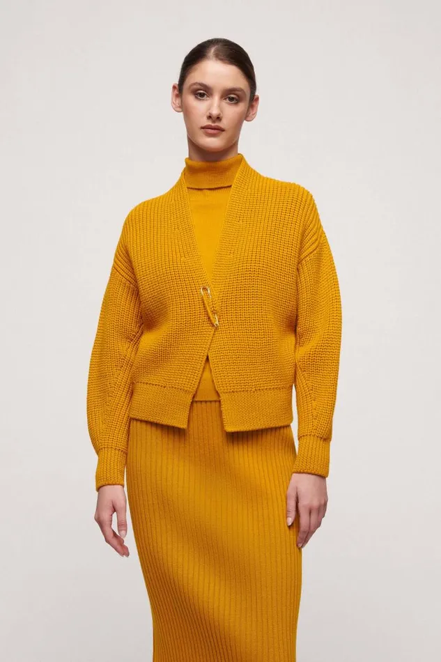 Luisa Spagnoli Cardigan Women Mail Wool Cardigan Mustard