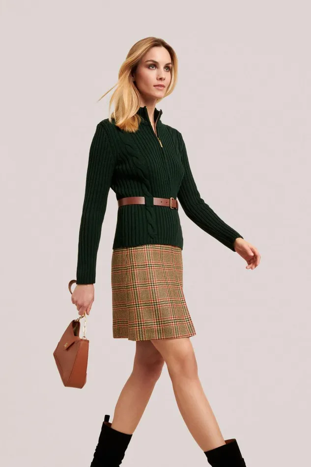 Luisa Spagnoli Cardigan Women Malik Knit Cardigan With Belt Bottlegreen Luisa Spagnoli Cardigan Women Malik Knit Cardigan With Belt Bottlegreen